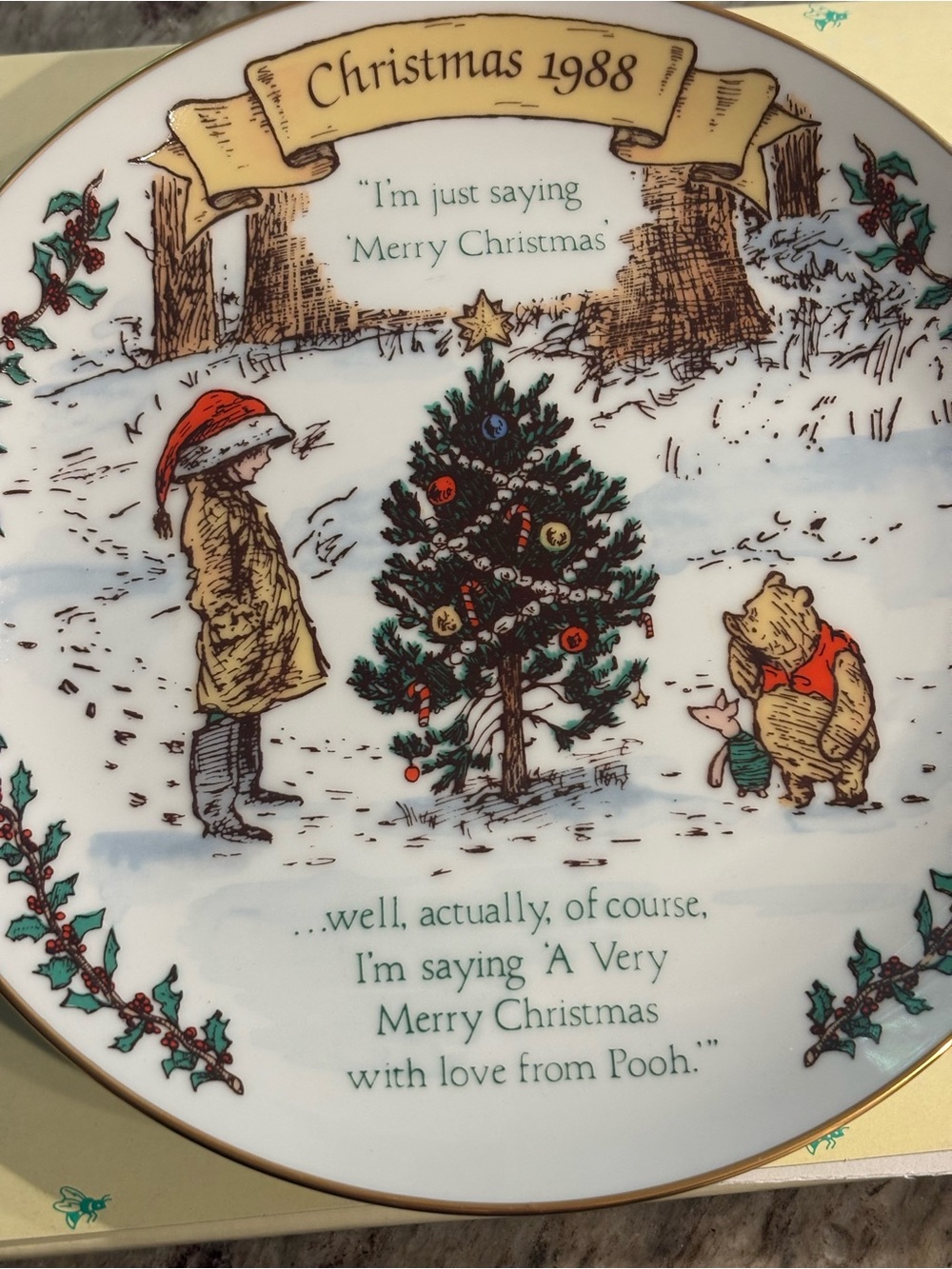 Vintage Christmas 1988 Classic Winnie The Pooh Disney Collectors Plate Willittis - Picture 5 of 8
